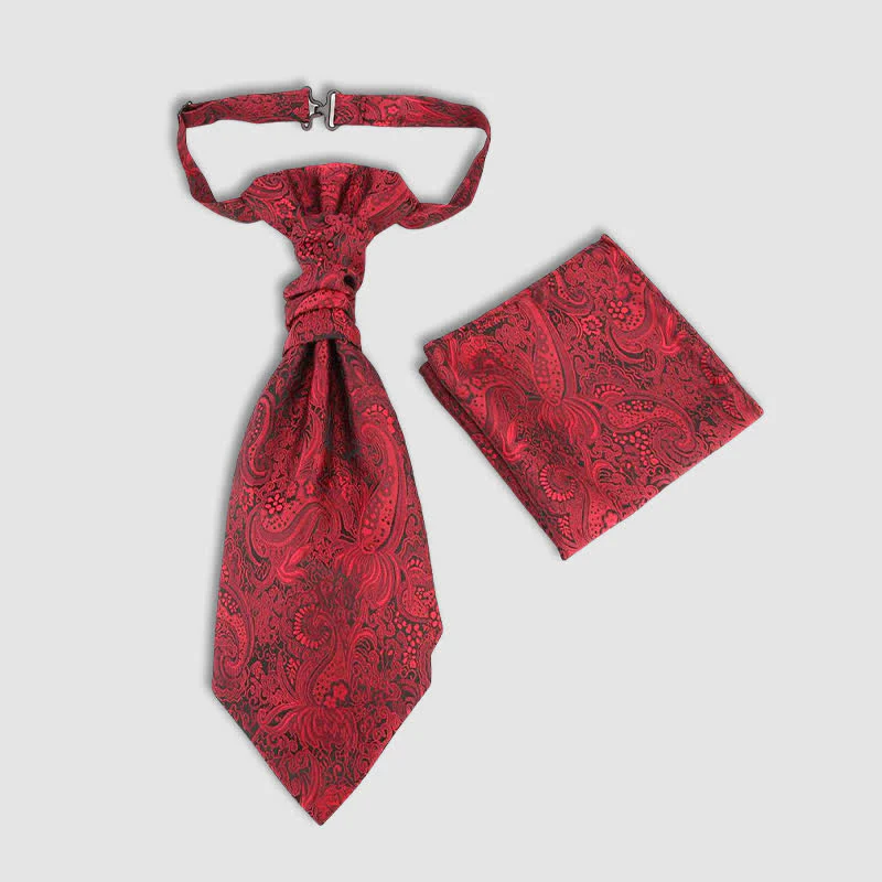 2Pcs Men's Pre-Tied Paisley Wrinkle Knot Necktie Pocket Square - Image 6