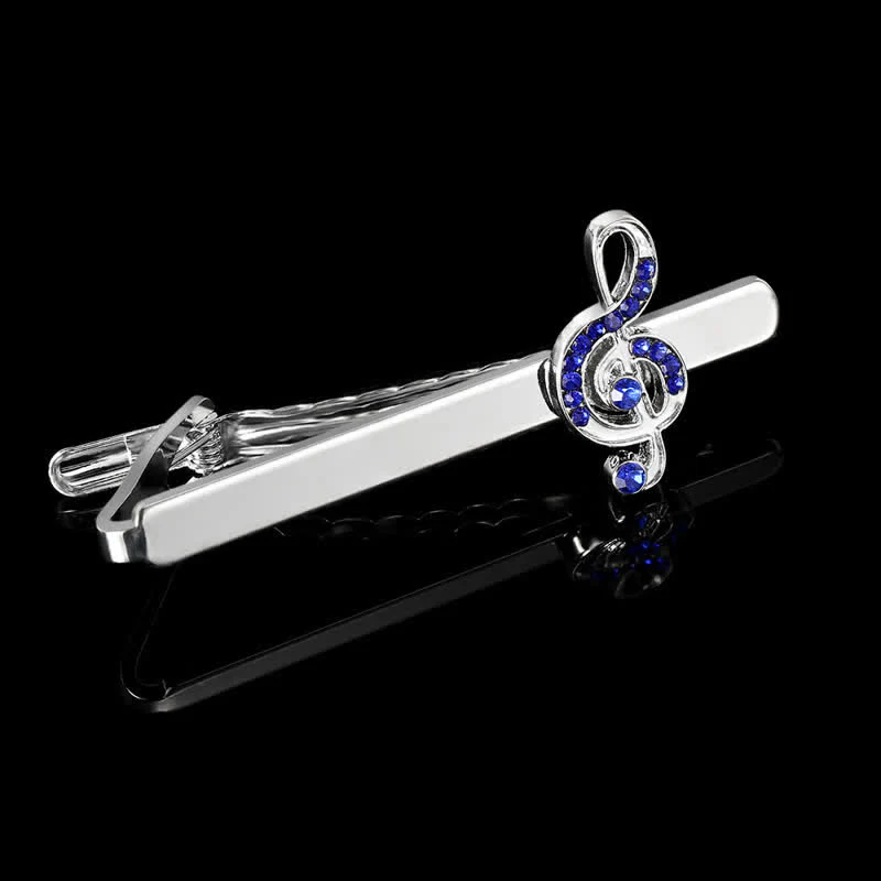 2Pcs Men's Silver Fashion Music Note Tie Clip Cufflinks Set - Image 4