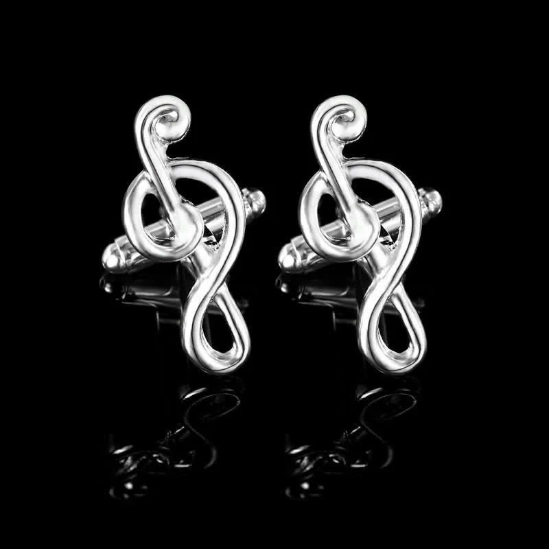 2Pcs Men's Silver Fashion Music Note Tie Clip Cufflinks Set - Image 9