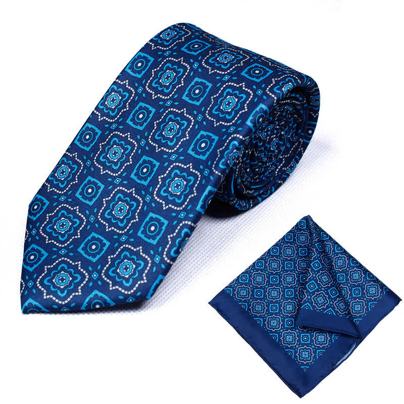 2Pcs Men's Timeless Medallion Prints Necktie Set - Image 3