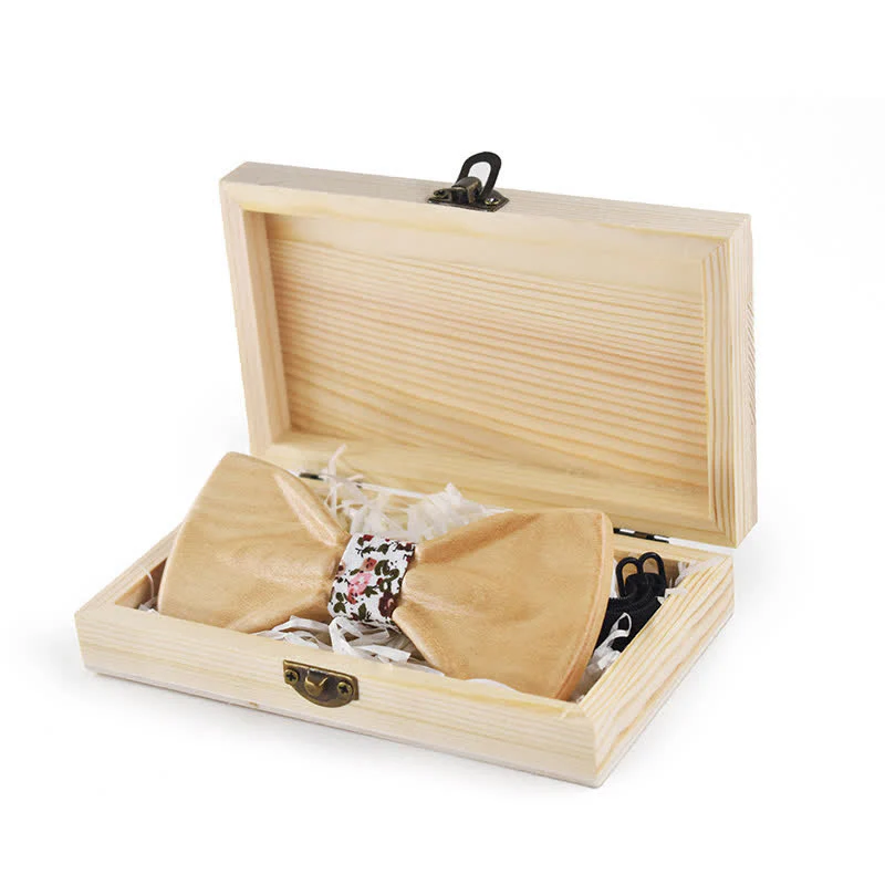 4Pcs Men's Trendy 3D Design Wooden Bow Tie Set - Image 3