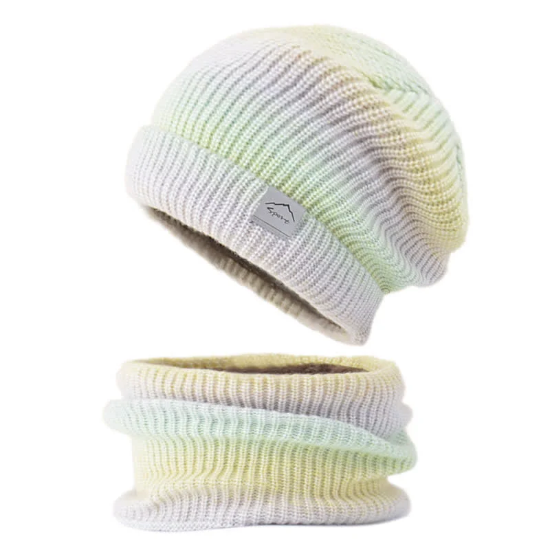2Pcs Stretchy Gradient Color Hat Loop Scarf Set - Image 11