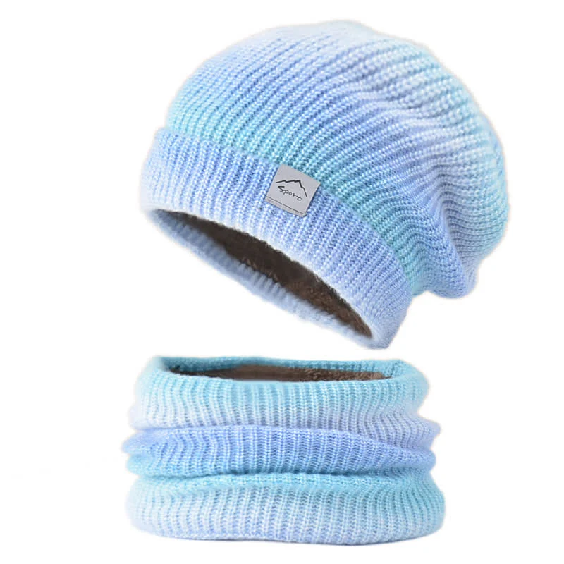 2Pcs Stretchy Gradient Color Hat Loop Scarf Set - Image 14