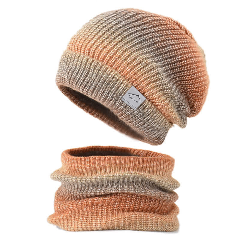 2Pcs Stretchy Gradient Color Hat Loop Scarf Set - Image 2