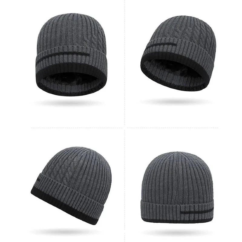 2Pcs Warm Fleece-Lined Gradient Knit Beanie and Neck Gaiter Set - Image 2