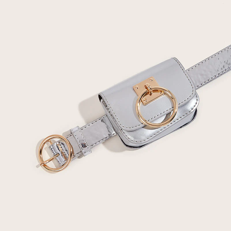 2Pcs Women's Glossy Silver And Gold Statement Belt - Image 4