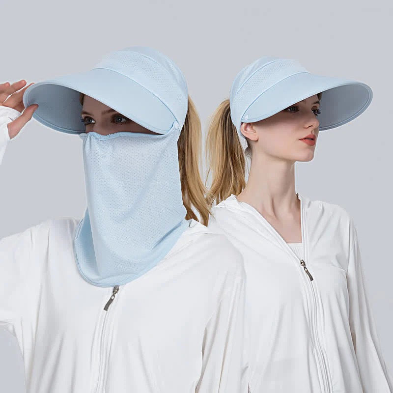 2pcs Women's Ponytail Mesh Sun Visor Cap with Removable Flap - Image 4