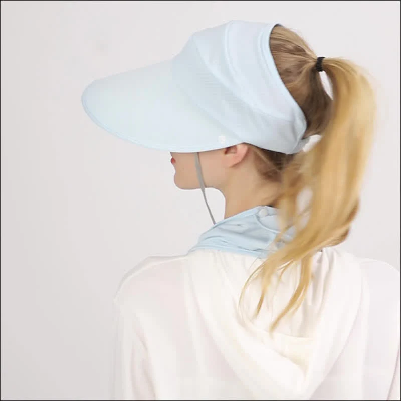 2pcs Women's Ponytail Mesh Sun Visor Cap with Removable Flap - Image 5
