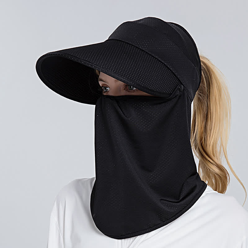 2pcs Women's Ponytail Mesh Sun Visor Cap with Removable Flap - Image 6