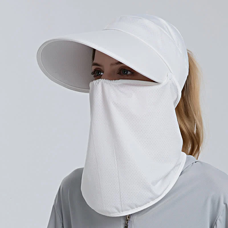 2pcs Women's Ponytail Mesh Sun Visor Cap with Removable Flap - Image 7