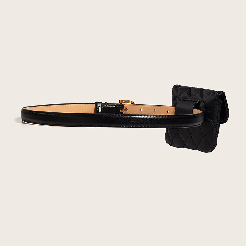 2Pcs Women's Vintage Quilted Burgundy And Black Belt - Image 4