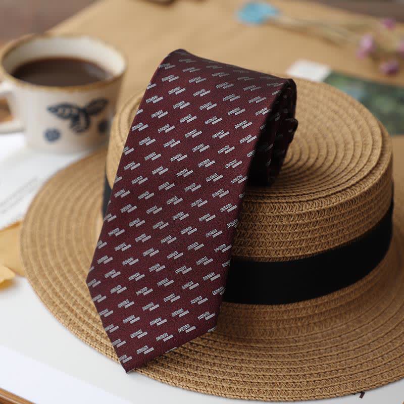 2Ps Men's Vintage Mini Motif Necktie Pocket Square Set - Image 10