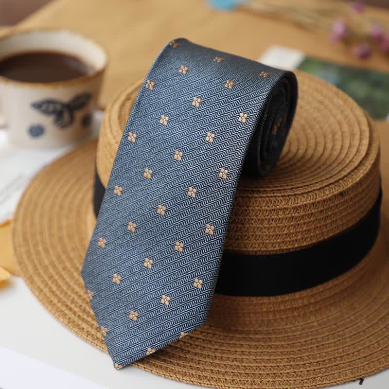 2Ps Men's Vintage Mini Motif Necktie Pocket Square Set - Image 14