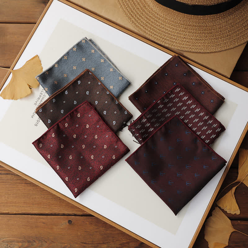 2Ps Men's Vintage Mini Motif Necktie Pocket Square Set - Image 2