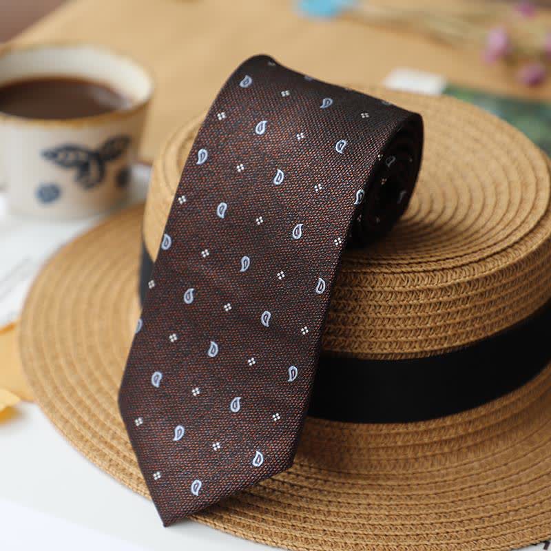 2Ps Men's Vintage Mini Motif Necktie Pocket Square Set - Image 3