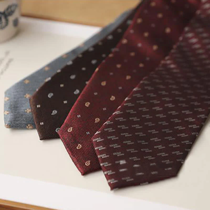 2Ps Men's Vintage Mini Motif Necktie Pocket Square Set - Image 5