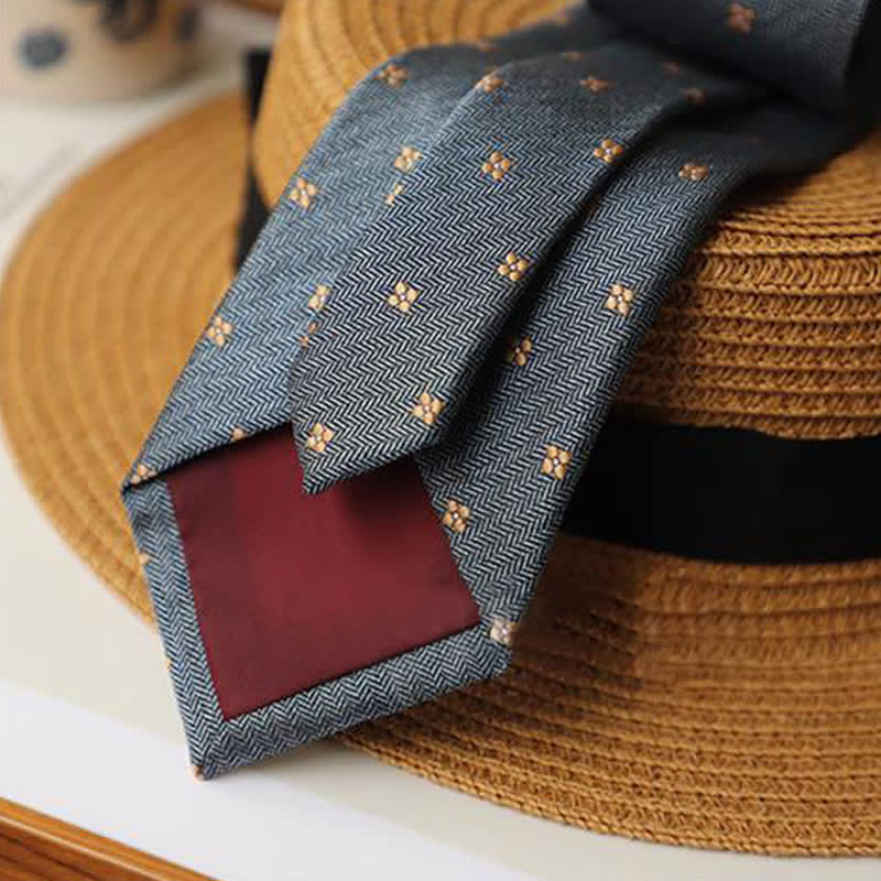 2Ps Men's Vintage Mini Motif Necktie Pocket Square Set - Image 7
