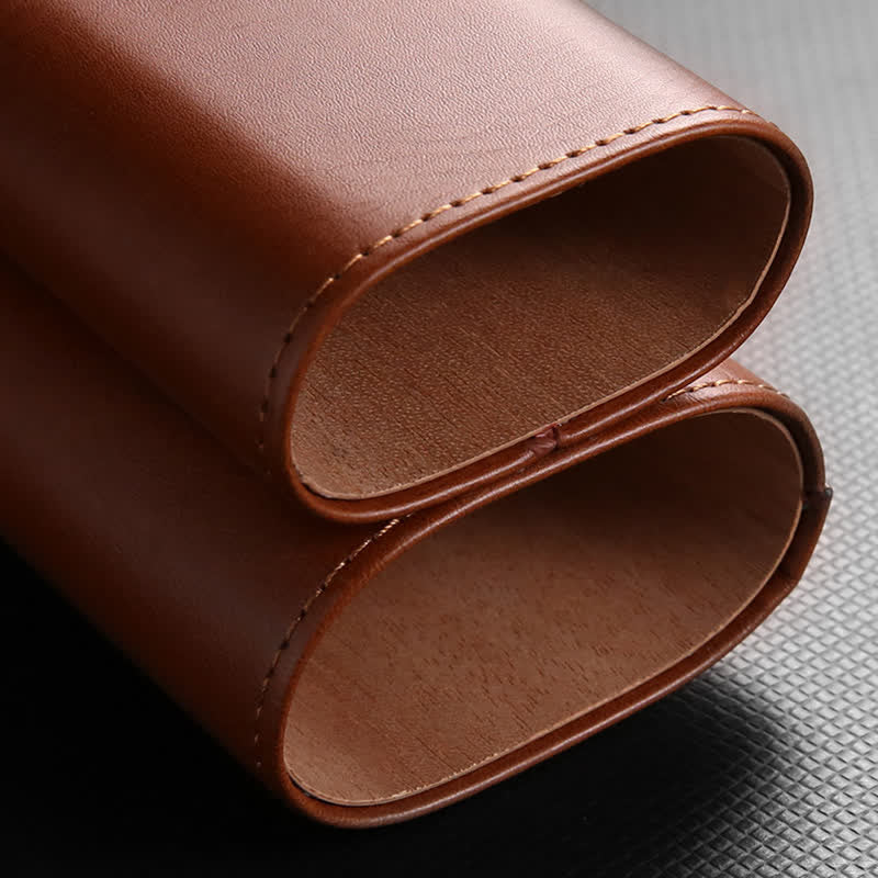 3-Finger Cigar Humidor Leather Case with Cigar Cutter - Image 6