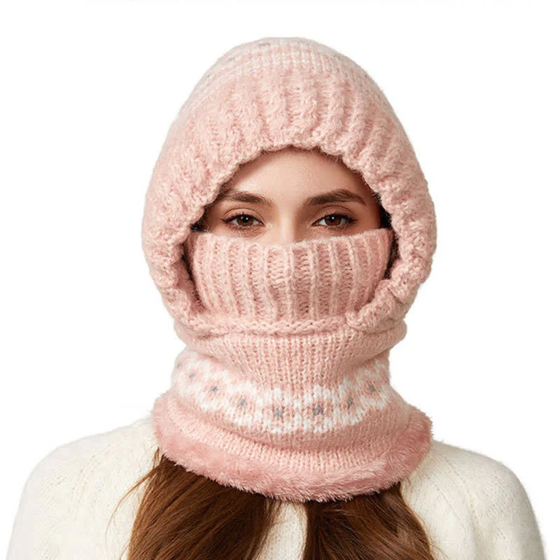 3 In 1 Ethnic Jacquard Knitted Beanie Hat With Scarf And Mask - Image 17