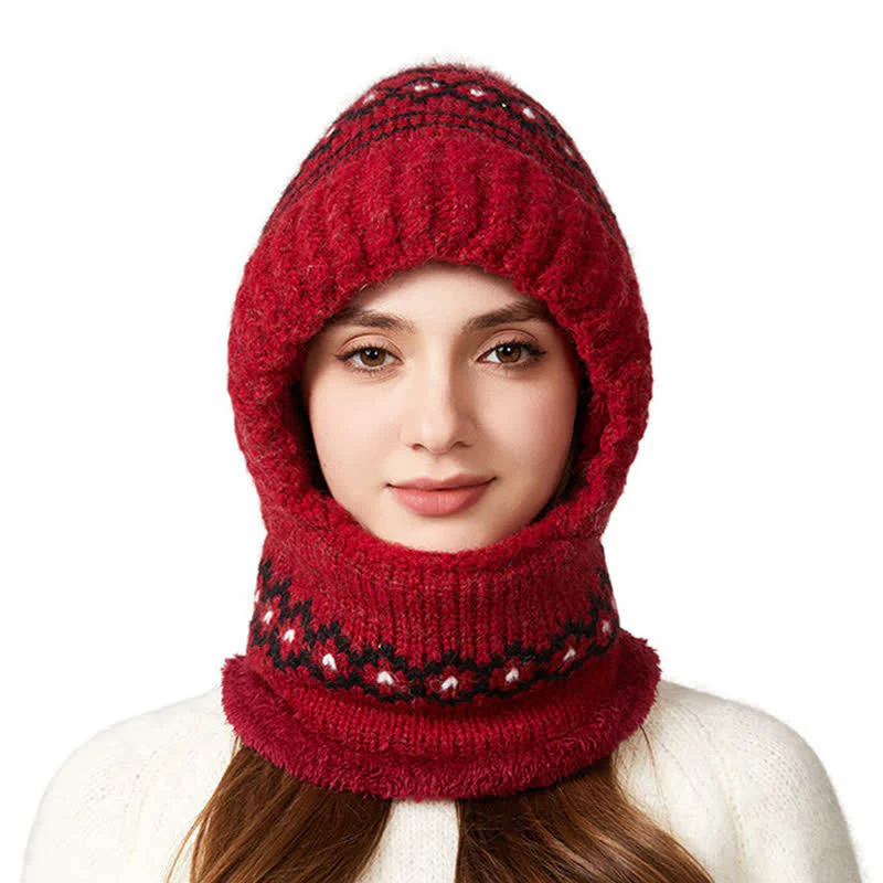 3 In 1 Ethnic Jacquard Knitted Beanie Hat With Scarf And Mask - Image 21
