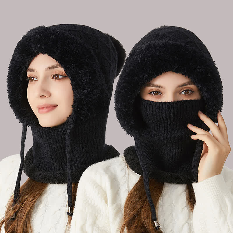 3 In 1 Outdoor Warm Knitted Beanie Hat With Scarf And Mask - Image 2