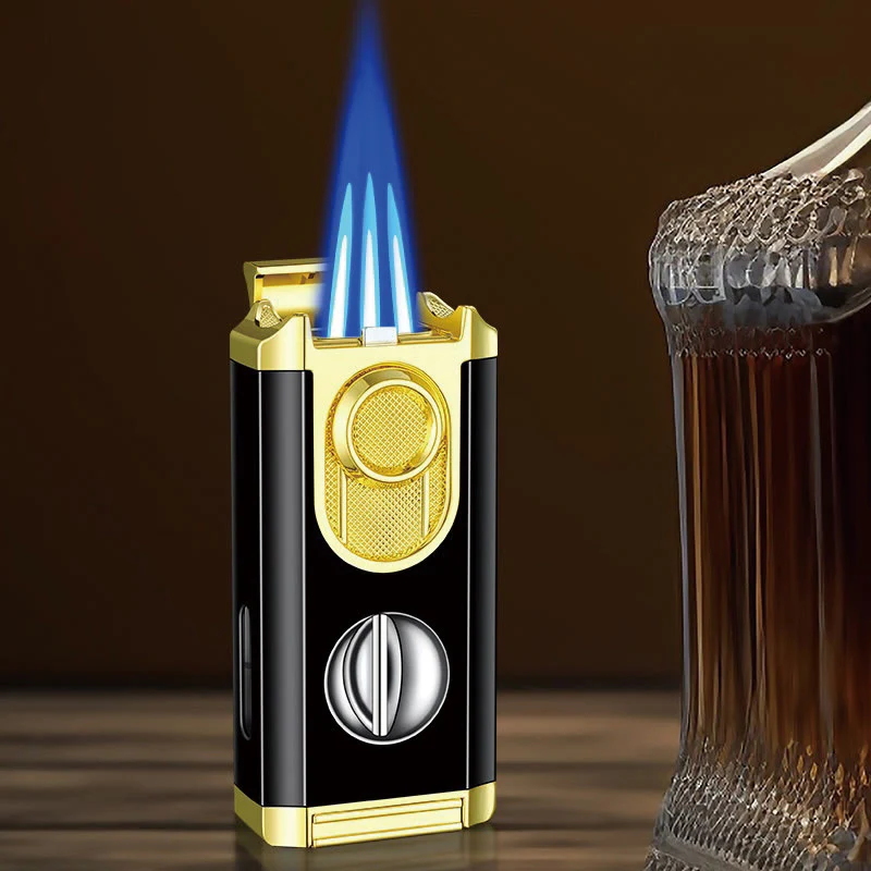 3 In 1 Triple Burner Lighter With Built-In Cigar Cutter - Image 10