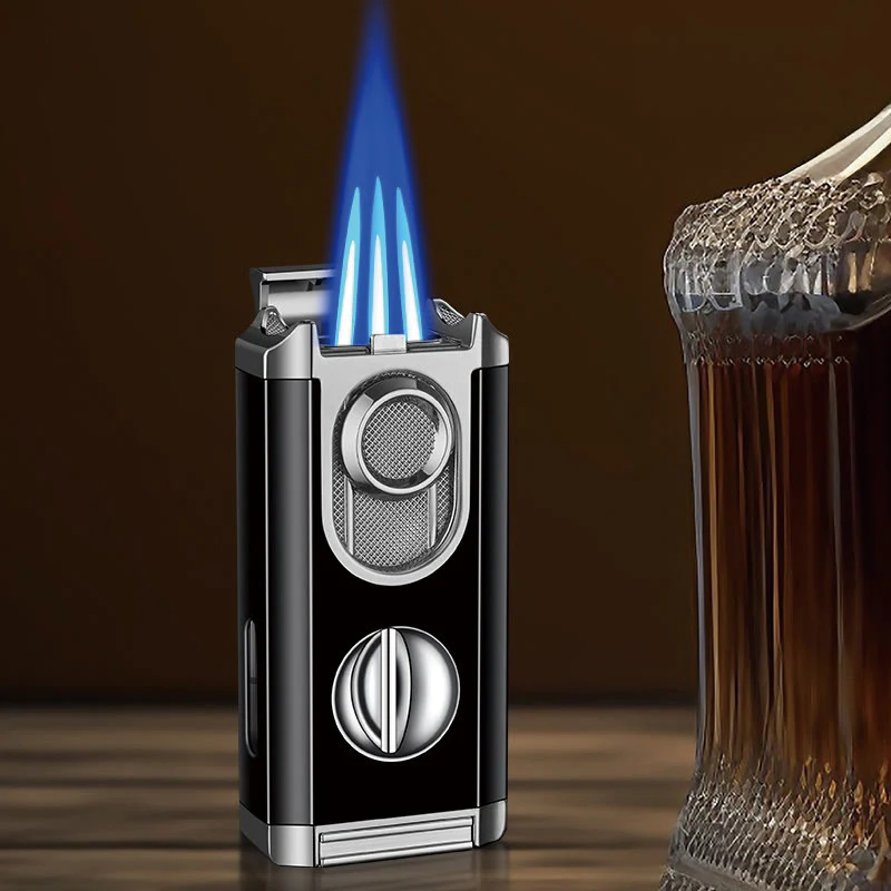 3 In 1 Triple Burner Lighter With Built-In Cigar Cutter - Image 11