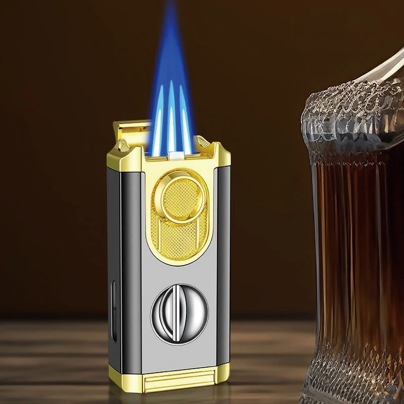 3 In 1 Triple Burner Lighter With Built-In Cigar Cutter - Image 12