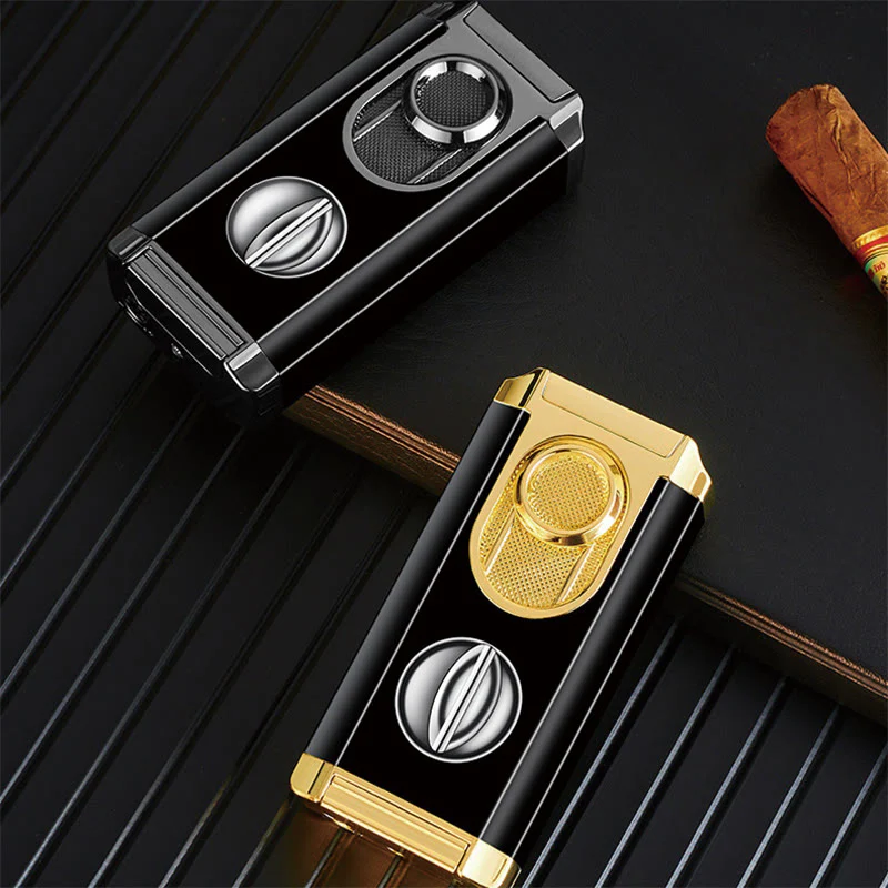 3 In 1 Triple Burner Lighter With Built-In Cigar Cutter - Image 3