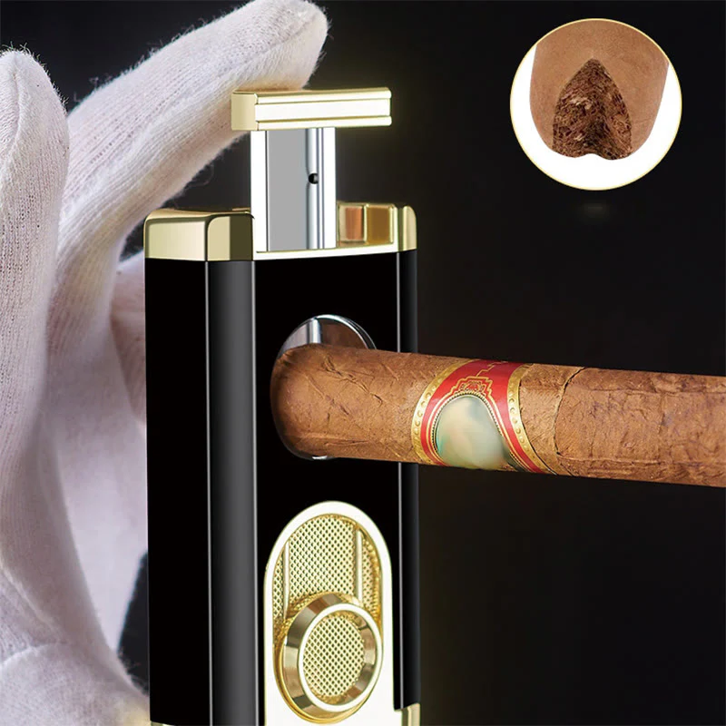 3 In 1 Triple Burner Lighter With Built-In Cigar Cutter - Image 5