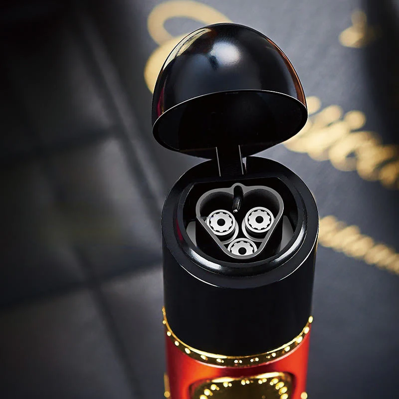 3 In 1 Triple Burner Lighter With Built-In Cigar Punch And Cigar Needle - Image 9
