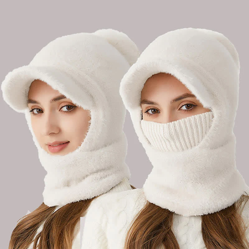 3 In 1 Visor Desgin Knitted Beanie Hat With Scarf And Mask - Image 10