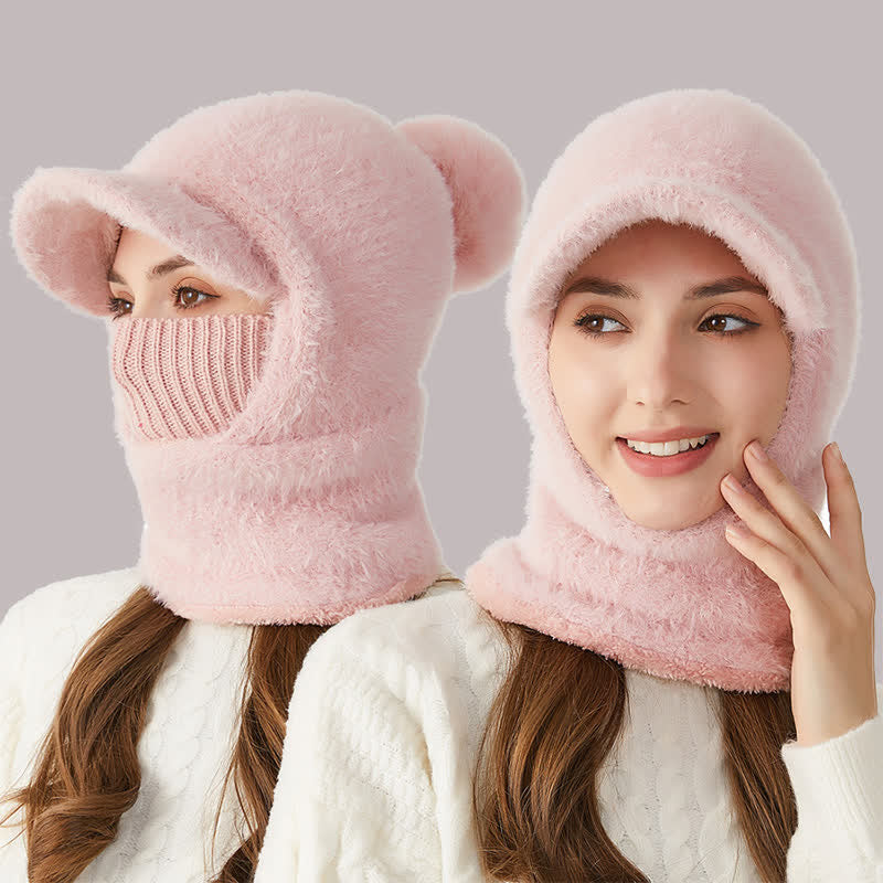 3 In 1 Visor Desgin Knitted Beanie Hat With Scarf And Mask - Image 14