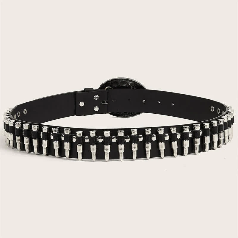 3d Gun Printed Pattern Buckle Bullets Rivets Leather Belt - Image 11
