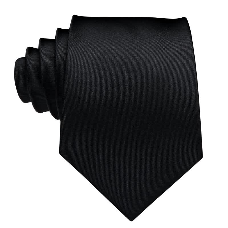 3Pcs Black Men's Noble Solid Color Necktie Set - Image 2