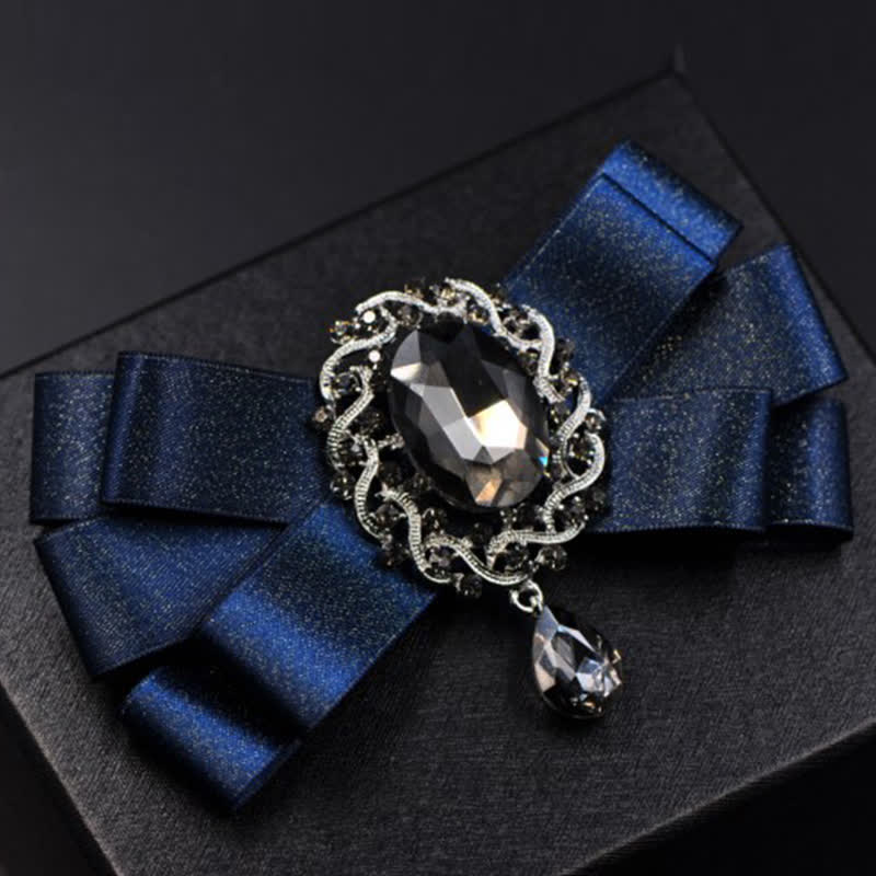 3Pcs Black Rhinestone Solid Colored Bow Tie Set - Image 11