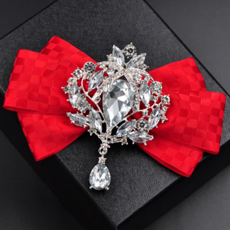 3Pcs Checker Rhinestone Brooch Bow Tie Set - Image 11