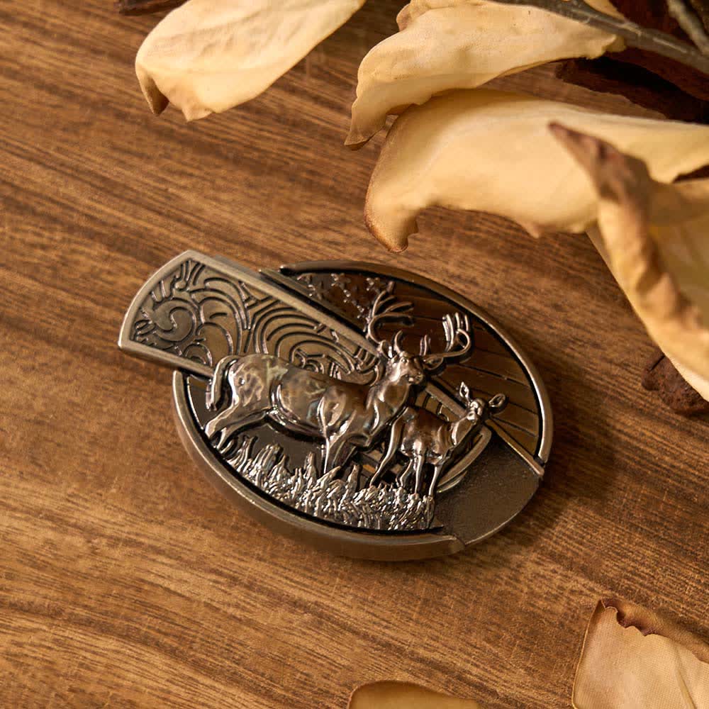 3Pcs DIY Eagle & Guns & Deer Hidden Folding Knife Belt Buckles Bundle Set - Image 2