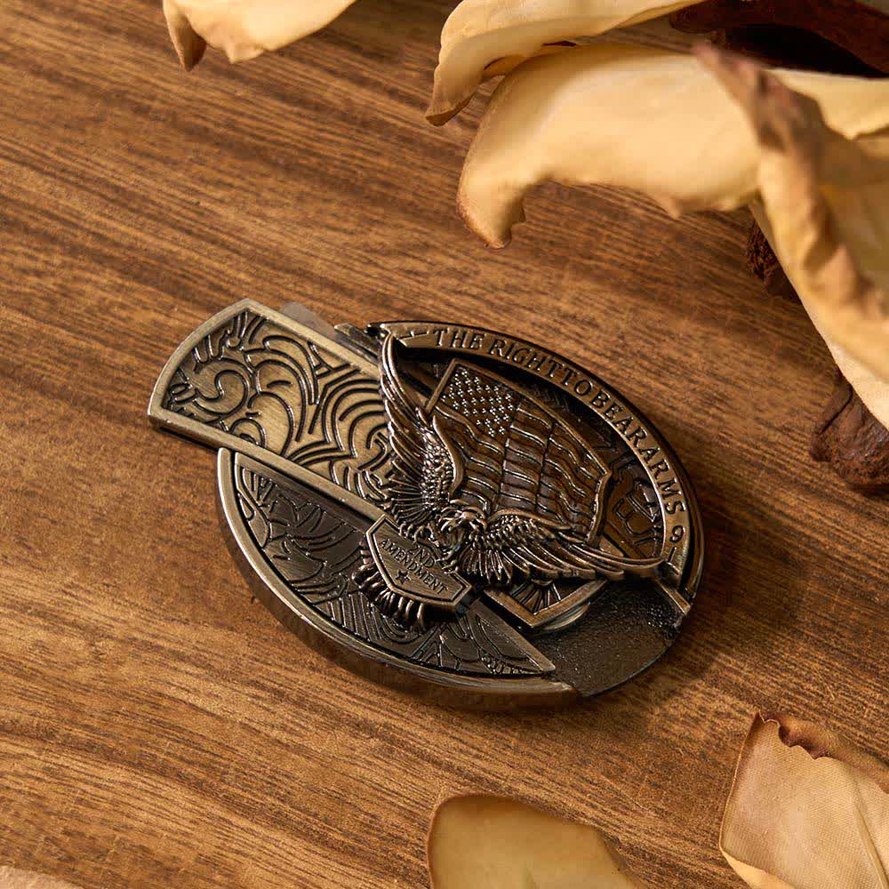 3Pcs DIY Eagle & Guns & Deer Hidden Folding Knife Belt Buckles Bundle Set - Image 3