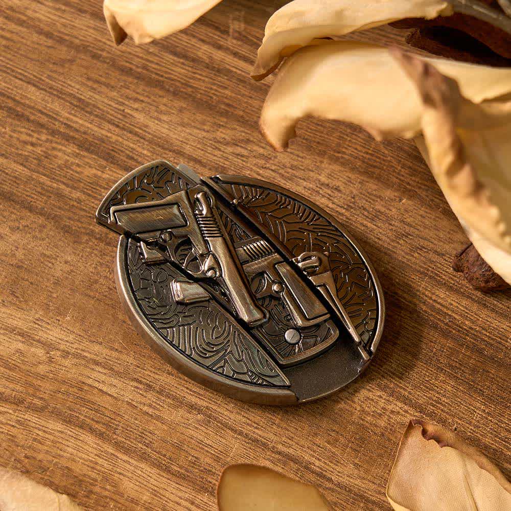 3Pcs DIY Eagle & Guns & Deer Hidden Folding Knife Belt Buckles Bundle Set - Image 7