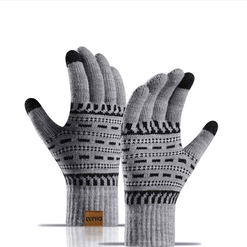 3Pcs Loose Double Layer Knit Hat Scarf Gloves Set - Image 6