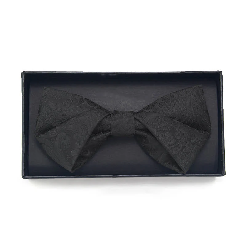 3Pcs Men's Black Paisley Pocket Corsage Bow Tie Set - Image 10