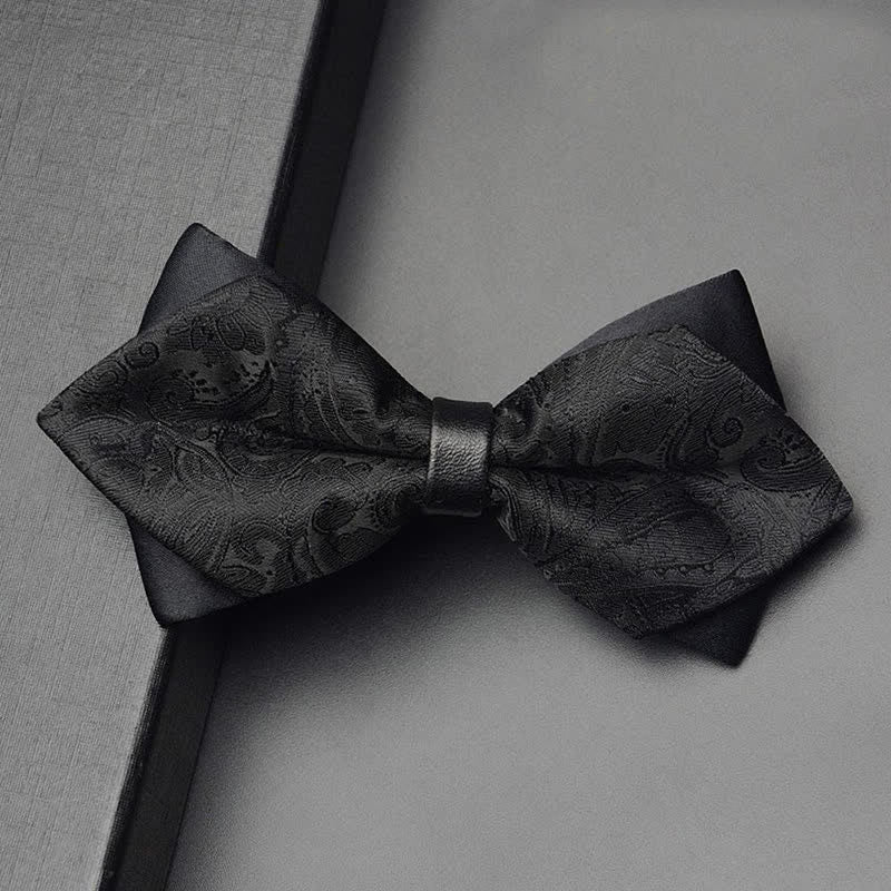 3Pcs Men's Black Paisley Pocket Corsage Bow Tie Set - Image 7