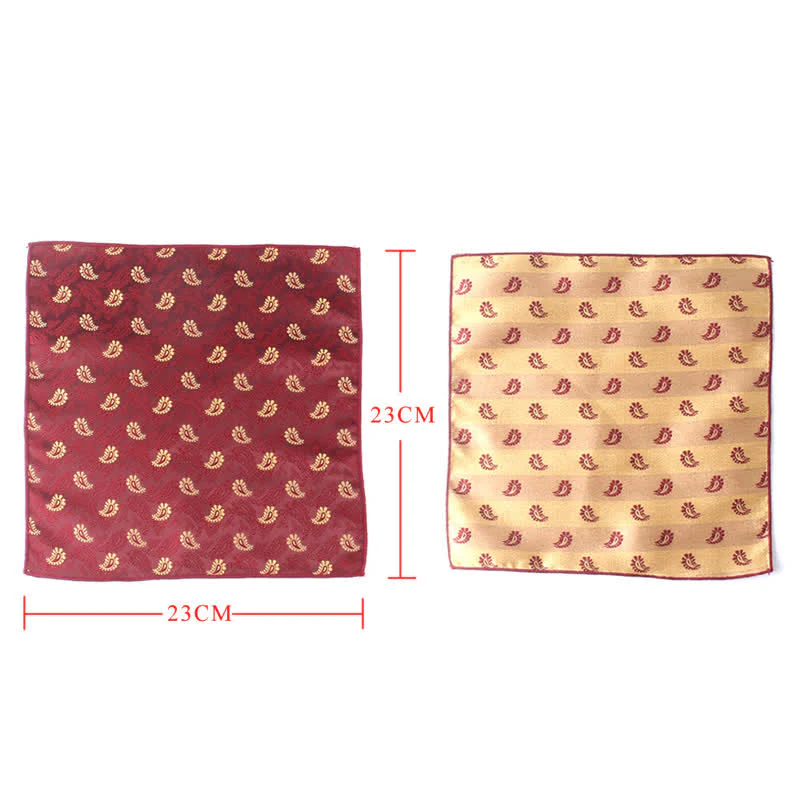 3Pcs Men's Burgundy Series Pocket Square Necktie Bow Tie Set - Image 9
