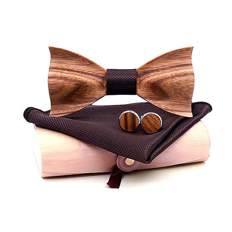 3Pcs Men's Classic Simple Wooden Bow Tie Set - Image 10