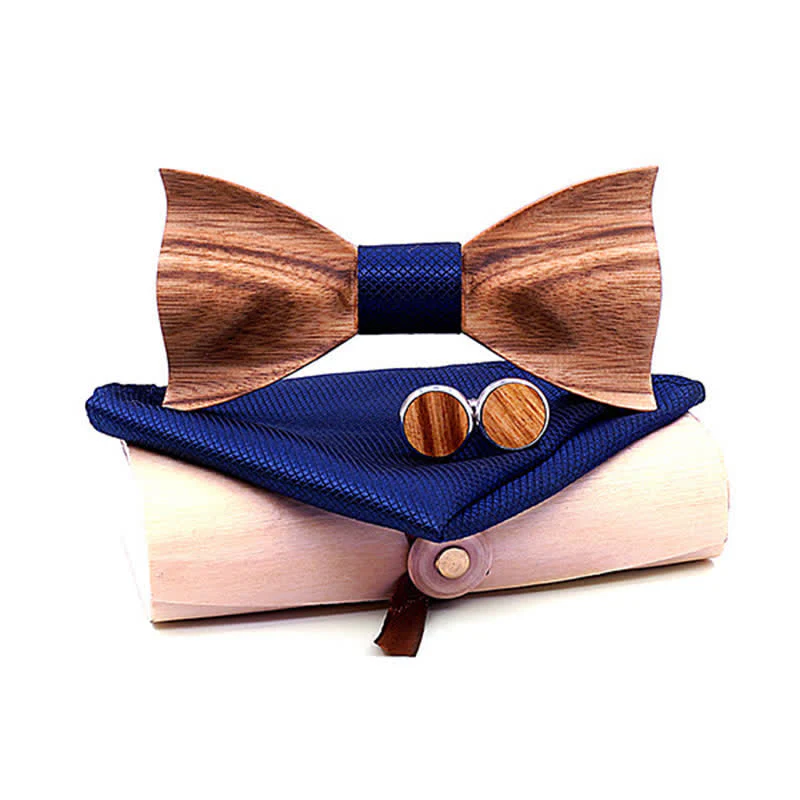 3Pcs Men's Classic Simple Wooden Bow Tie Set - Image 11