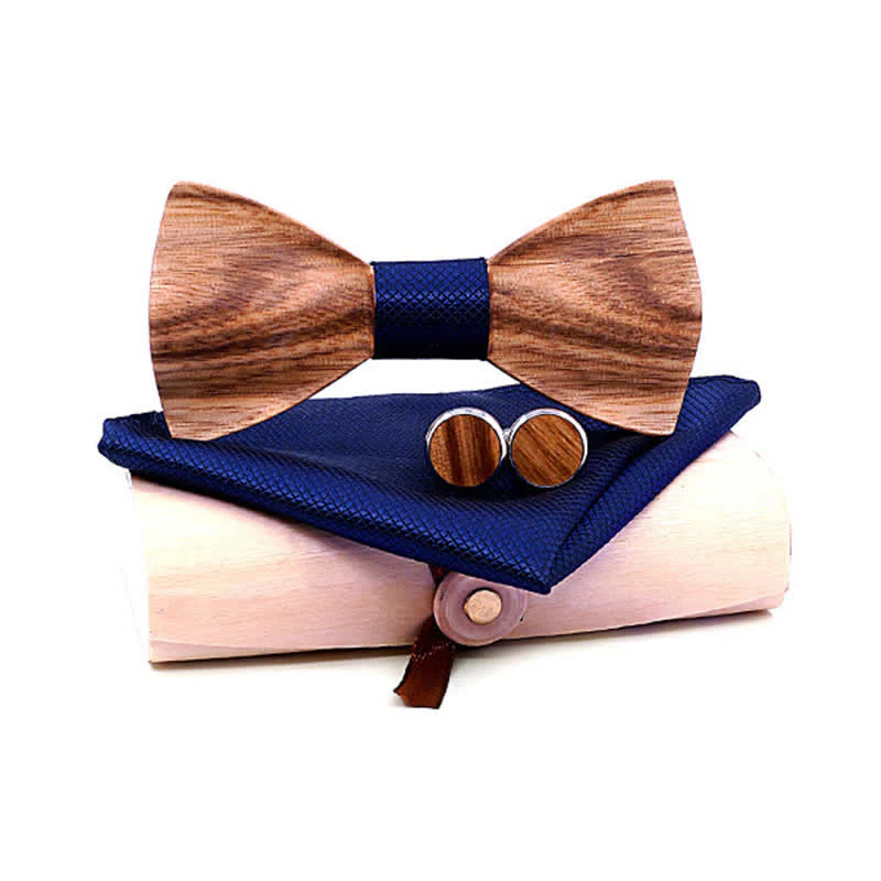 3Pcs Men's Classic Simple Wooden Bow Tie Set - Image 12