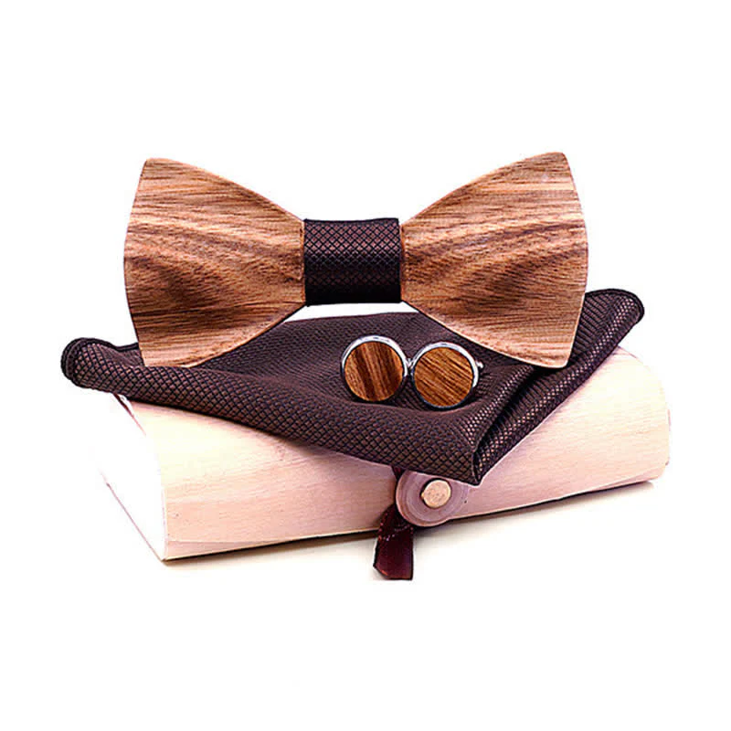 3Pcs Men's Classic Simple Wooden Bow Tie Set - Image 13