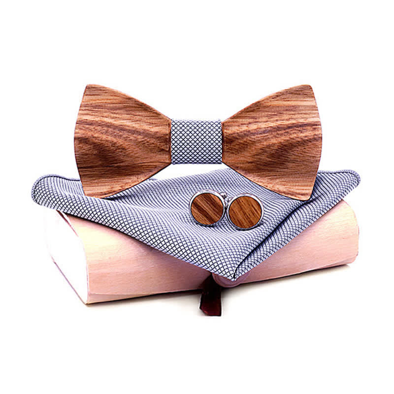 3Pcs Men's Classic Simple Wooden Bow Tie Set - Image 14