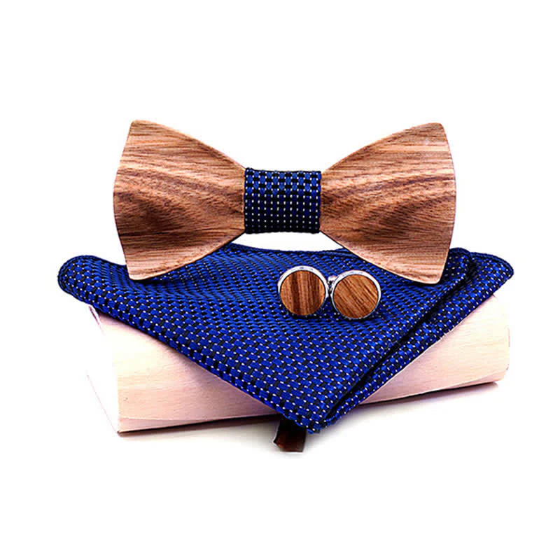 3Pcs Men's Classic Simple Wooden Bow Tie Set - Image 15